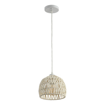 Campana 20" Bohemian Modern Woven Rattan/Iron LED Pendant